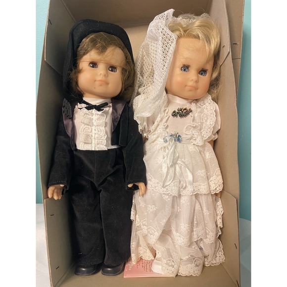Vintage Gotz Bride And Groom Doll Brown Hair Blonde Hair 19